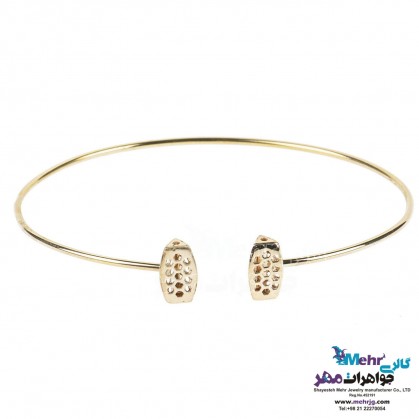 Gold Bangle Bracelet - Geometric Design-MB0677